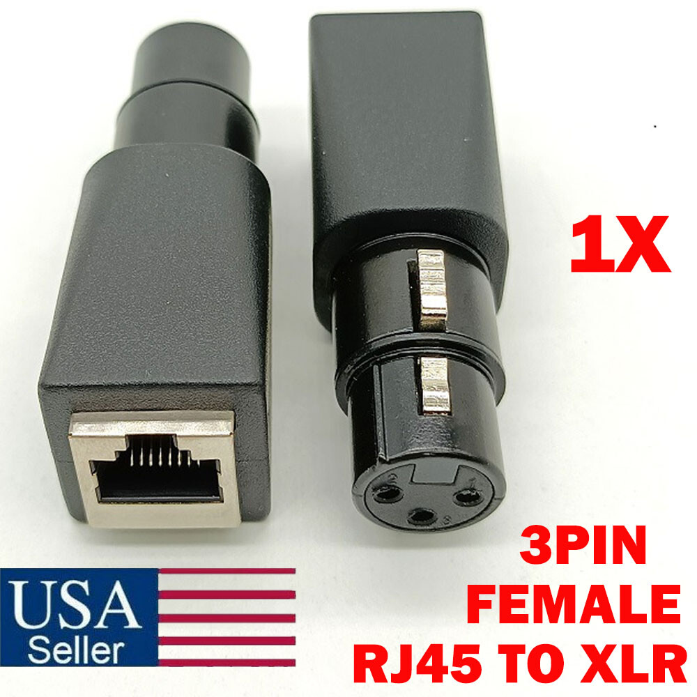 DMX to RJ45 Connector – RJ45 Ethernet to 3 Pin XLR DMX Female Adapter USA