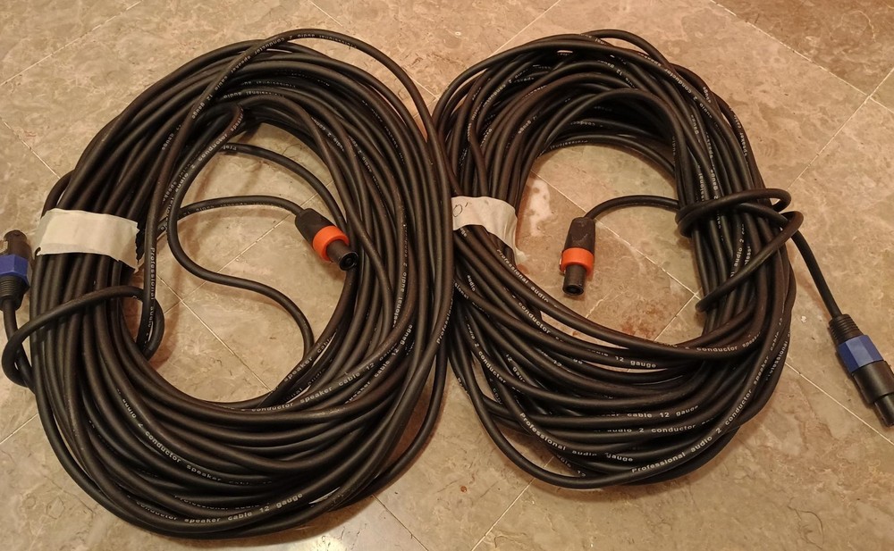 2 Pack 90ft Pro Speakon to Speakon Cable, 12AWG – 2C