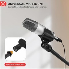 Adjustable Black Microphone Stand Set of 2 with Carry Bag and Anti Slip Legs