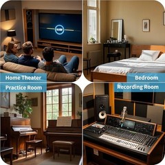 10-Pack Peel and Stick Acoustic Panels with Acrylic Tape – 12 Black-polyester