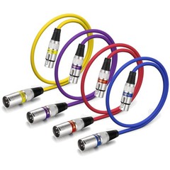 High-Performance 2FT 4-Pack Color-Coded XLR Microphone Cables – Easy Management