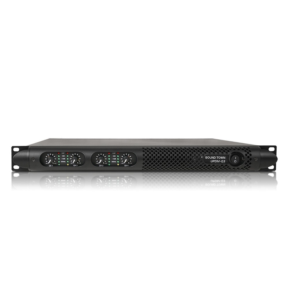 OPEN BOX:Sound Town 1U Class-D 4-Channel PA Amp 4 x 1150W at 4-ohm (UPDM-Q3-R)