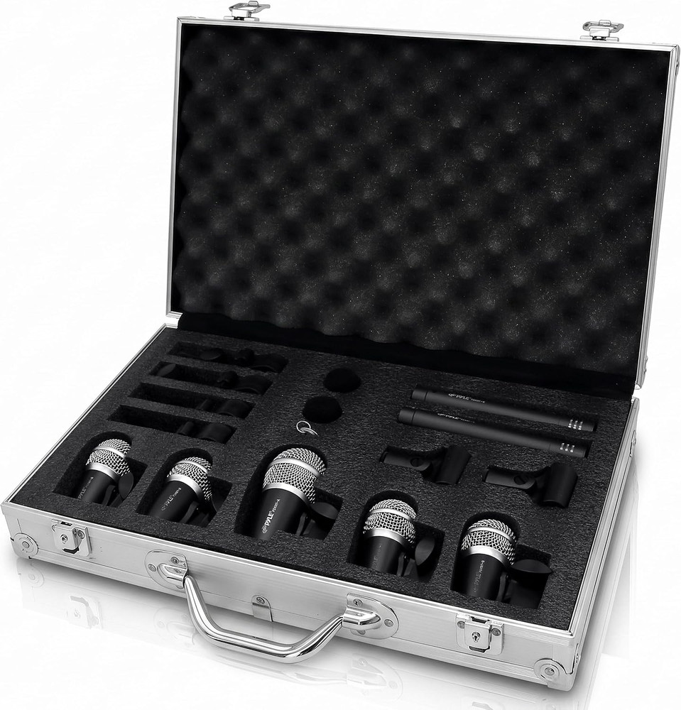 7-Piece Wired Dynamic Kit-Kick Bass, Tom/Snare & Cymbals Microphone Set-For Drum