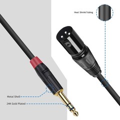 (2PACK/6inch) XLR to 1/4 TRS Stereo Adapter,XLR Male Inch 6inch