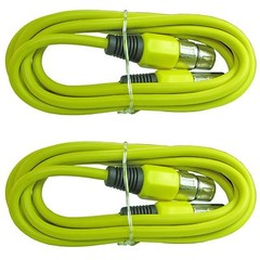 2 PACK YELLOW 3 ft foot XLR pin male to female shielded MIC extension cable cord