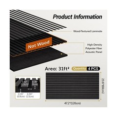 TONOR 4-Pack Acoustic Wood Veneer Wall Panels, 47.2” * 23.6” * 0.74&