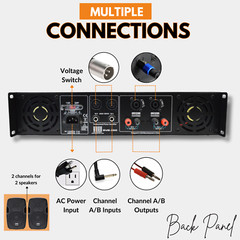 MUSYSIC 2 Channel 4500 Watts Professional Power Amplifier AMP DJ Stereo SYS-4500