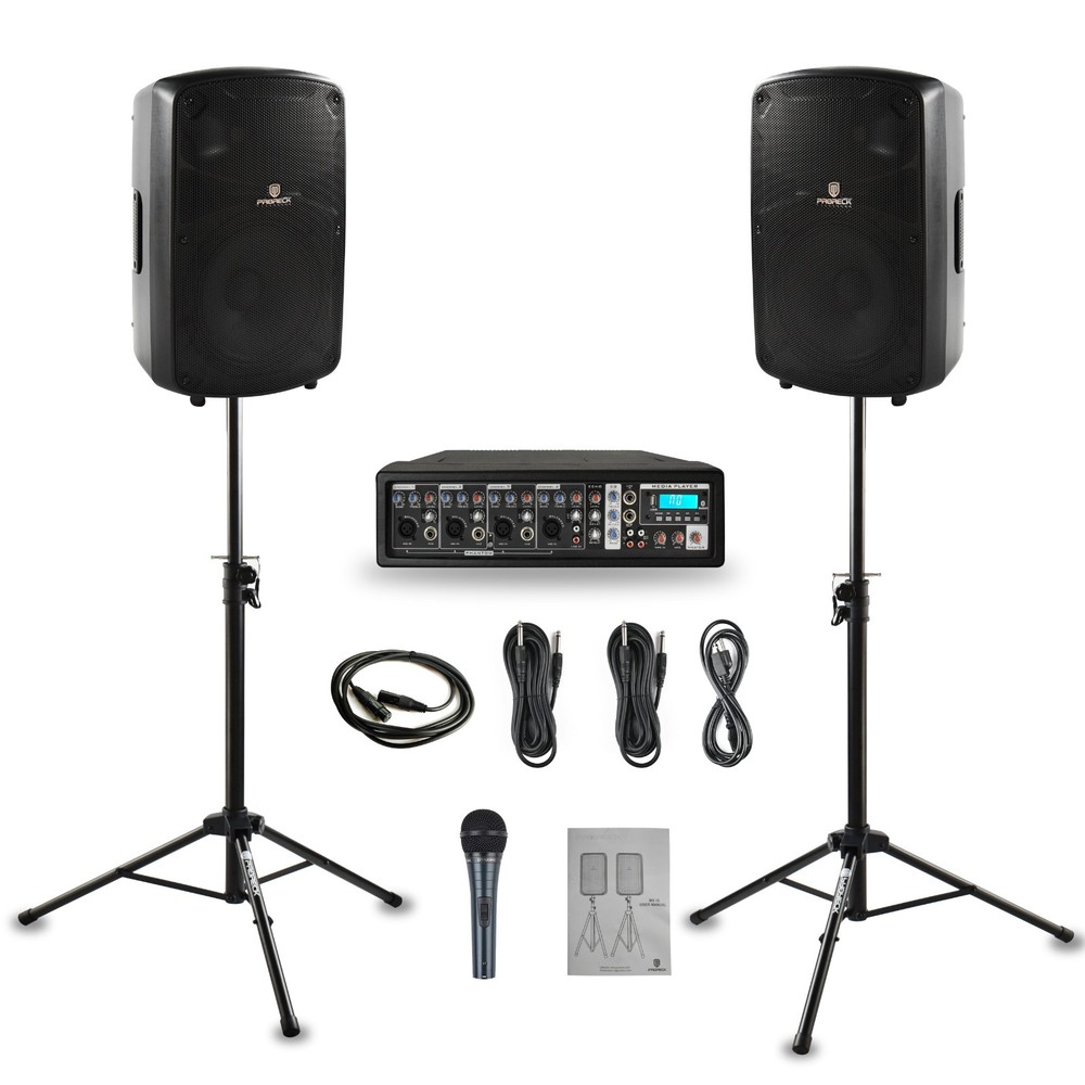 PRORECK MX10 1600W 6-Ch PA System Live Sound Festival w/ Passive Speakers Mic