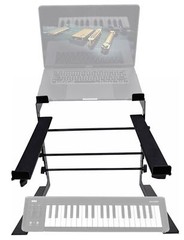 Rockville Dual Shelf Laptop+Controller Stand for Korg microKEY-37 Keyboard