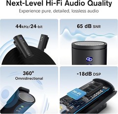 Wireless Lavalier Microphone for iPhone/Android/iPad (2 TX + 2 RX + Charging Cas