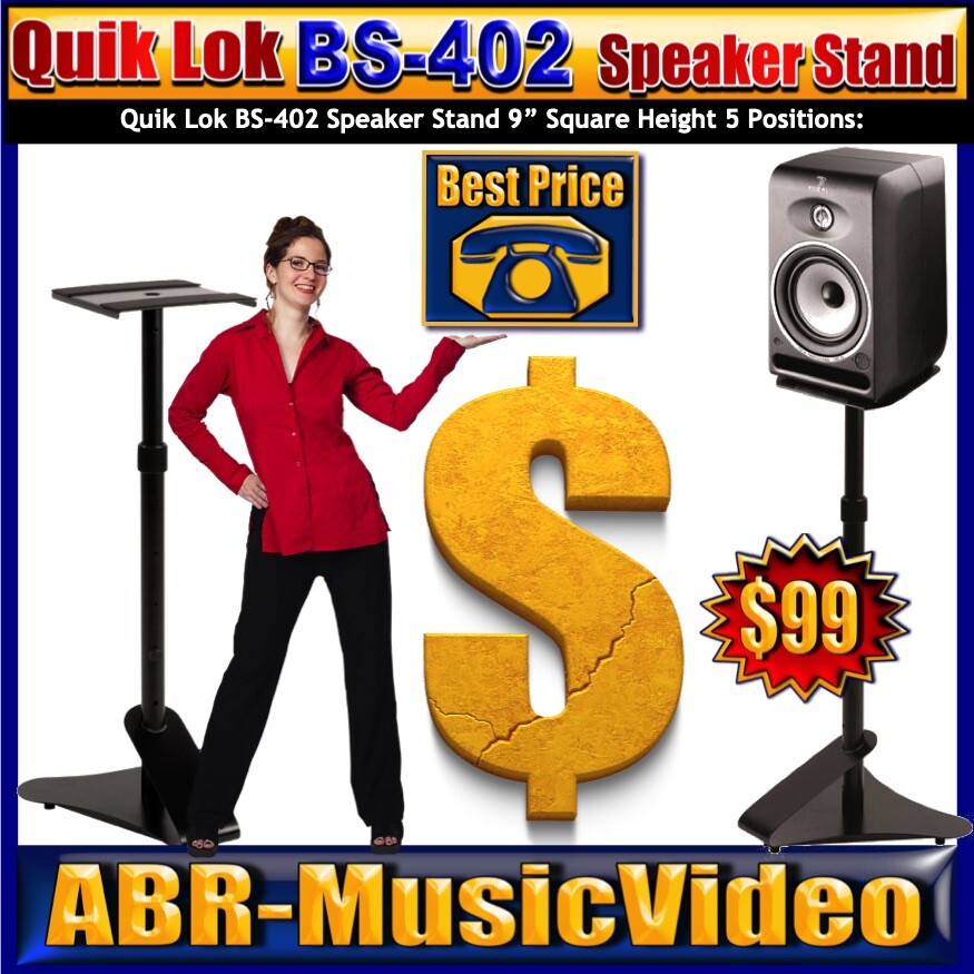 Quik-Lok BS-402 Studio Monitor Stands/ 1 Year Manufacture Warranty