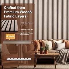 Yuzzy Wood Panels for Wall and Ceiling – 108 x 11 Inch Wood Slat Acoustic Pan…