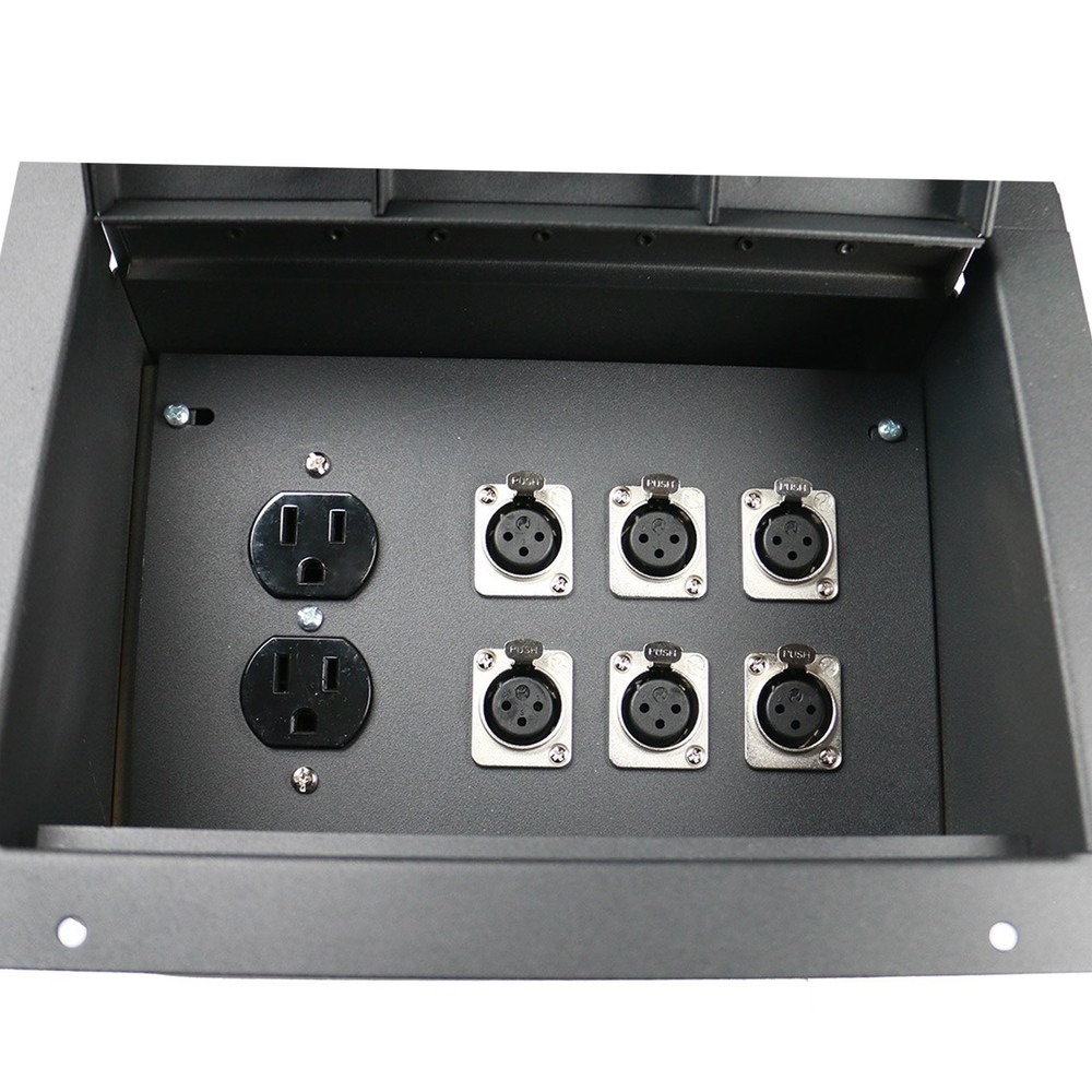 Elite Core Recessed Floor stage pocket box 6XLR jacks mic connectors AC outlets