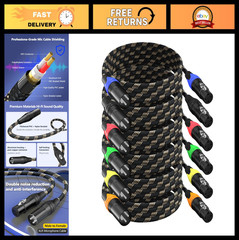 15ft Braided XLR Cables 6 Pack – Professional 3-Pin Male to Female Mic & Speaker