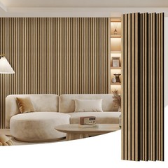 4 Pack Wood Panels for Wall, 96″ x 8″ Slat 4PCS-96″ x 8″, Ashen Oak