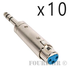 10 Pack – 3pin XLR Female to 1/4″ Stereo TRS Male Plug Audio Cable Mic Adapter