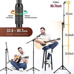 Dual-use Tripod Microphone Stand Boom Arm Floor Mic Black Easy Adjust Version
