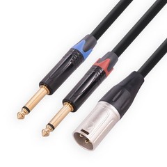 TRS 1/4 In to XLR Cable XLR 3Pin Male to Dual- Quarter Inch Male XLR to 6.35mm