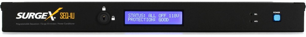 SurgeX SEQ-1U 8 Outlet Sequencing Surge Eliminator with Remote & Key Lock