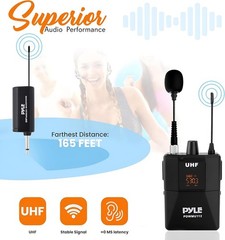 Pyle UHF Professional Wireless Microphone System Kit Black Karaoke & Conference