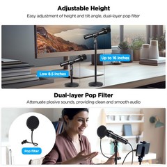 Xlr Usb Dynamic Microphone for Singing Recording, Metal Dynamic Studio Singin…