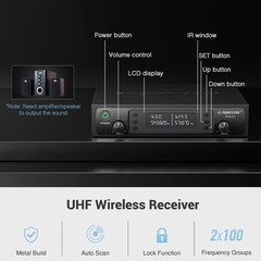 Phenyx Pro PTU-71-2H UHF Dual-Channel Wireless Handheld Microphone System