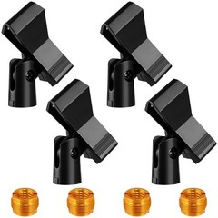 Mic Clips for Stands Set – 4 Piece Adjustable Holders with Black