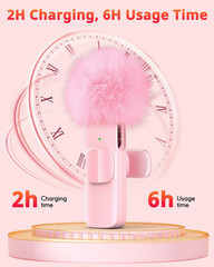 Wireless Microphone for iPhone Android Pink Lavalier Microphone Noise