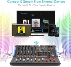 PYLE 8-Channel Bluetooth Studio Audio Mixer – DJ Sound Controller Interface w/