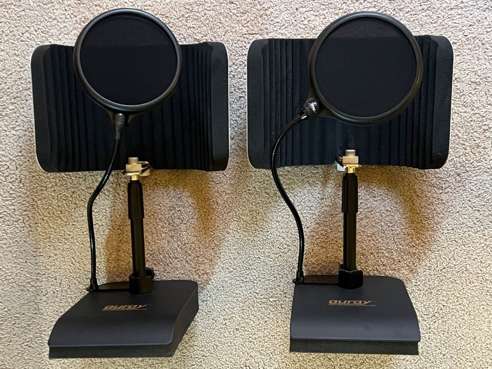 Two Auray RFDT-128 reflection + pop filters podcast audio recording neumann etc