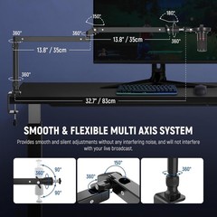 NEEWER Low Profile Mic Arm Desk Stand Mount with Damping, 360° Swivel Articulati