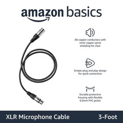 Amazon Basics 2-Pack XLR Microphone Cable for Recording Studio, 3 Feet, Black