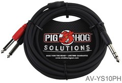 10ft 1/4″ TRS Male to Dual Mono TS Male (TIP/RING) Insert Cable, AV-YS10PH