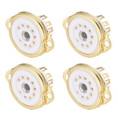 4 Pcs 9pins Tube Socket Ceramic Vacuum Tube Protect Tube Pin Socket White