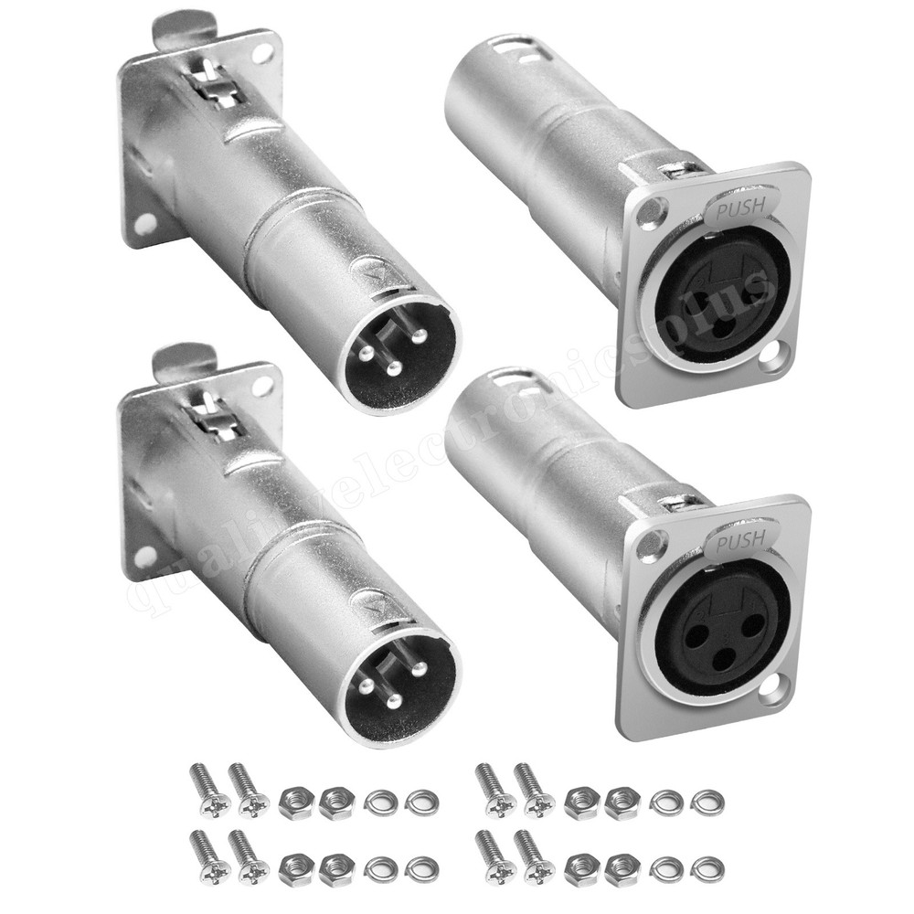 4 Pack XLR Pass Through Adapter Female to XLR Male D Panel Mount Fitting