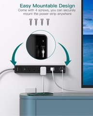 Surge Protector Power Strip – Extension Cord with 6 AC Outlets 4 USB (2 USB-C…