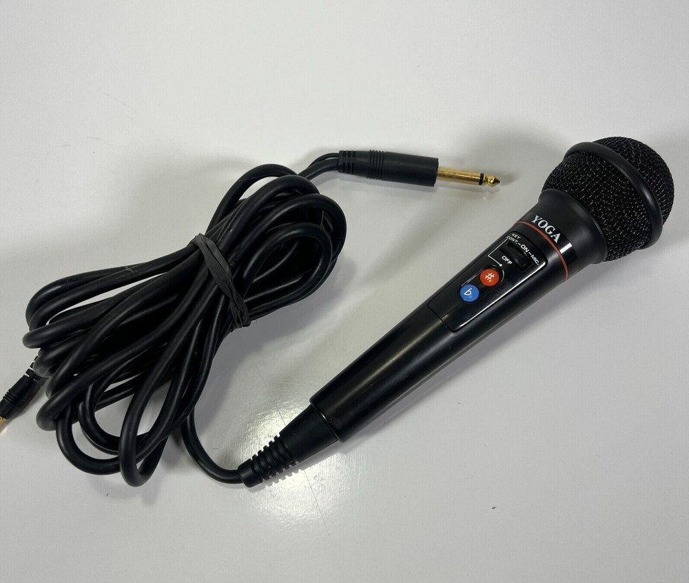 YOGA Corded Microphone with Key Control Function, Attached Cable Cord – Black