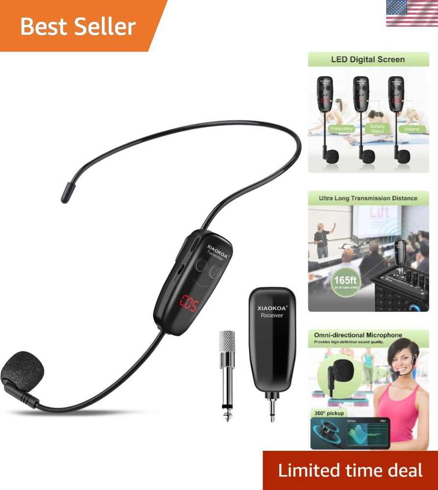 UHF Wireless Head Mic with Long Battery Life & USB Charging for Instructors