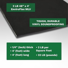 2 LB Mass Loaded Vinyl 4’x4’ (16 SF) – MLV Soundproofing Barrier for Walls, C…