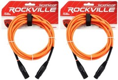 2 Rockville RCXFM10P-O Orange 10′ Female to Male REAN XLR Mic Cable 100% Copper