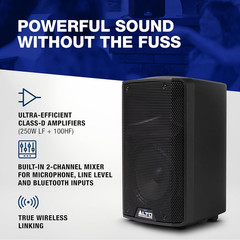 TX408 350W 8″ Powered PA Speaker with Bluetooth, 2-Channel Mixer, Line Level for