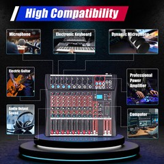 8 Channel Pro Live Studio Mixing Console Bluetooth Microphone Sound Audio Mixer