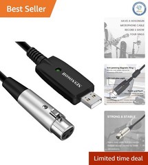 USB to XLR Audio Cable, 10FT – Ideal for Recording, Podcasting & Live Streaming
