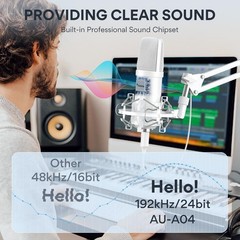 MAONO USB Microphone, 192kHz/24bit Plug & Play PC Computer Podcast Condenser Car