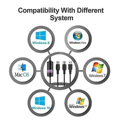 USB MIDI to USB Cable Adapter Connect Piano Keyboard to PC Laptop 6.56FT Black