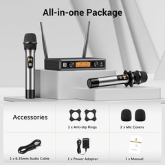 Professional Dynamic Handheld Mics Set for Karaoke, 2 Mics