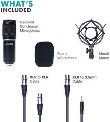 PC-M6 Universal Cardioid Condenser Microphone with XLR and 3.5mm, Shock Mount…