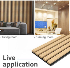 4-Piece Wood Slat Acoustic Panels for Stylish Decor and Noise Reduction, 3D Text