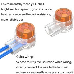 Telephone Wire Connector LUORNG 200PCS UY/K1 Waterproof Clear Button Orange