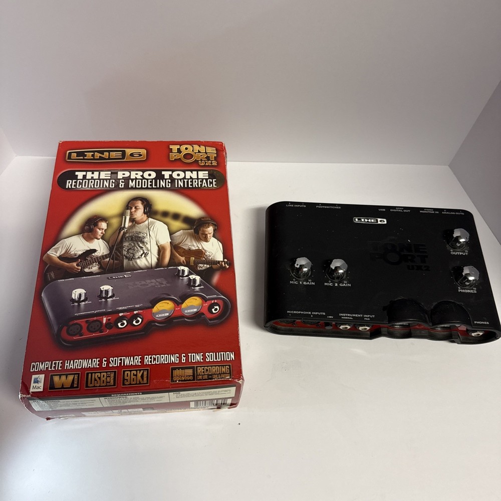 Line 6 TonePort UX2 USB Interface 6×2 Guitar Mic Vocal XLR Pre Amp Phantom Power